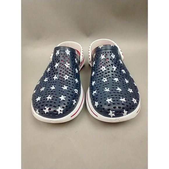 Skechers Cali Gear Women's Stars And Stripes Red-White~Blue Clogs Size 7 - Picture 2 of 12